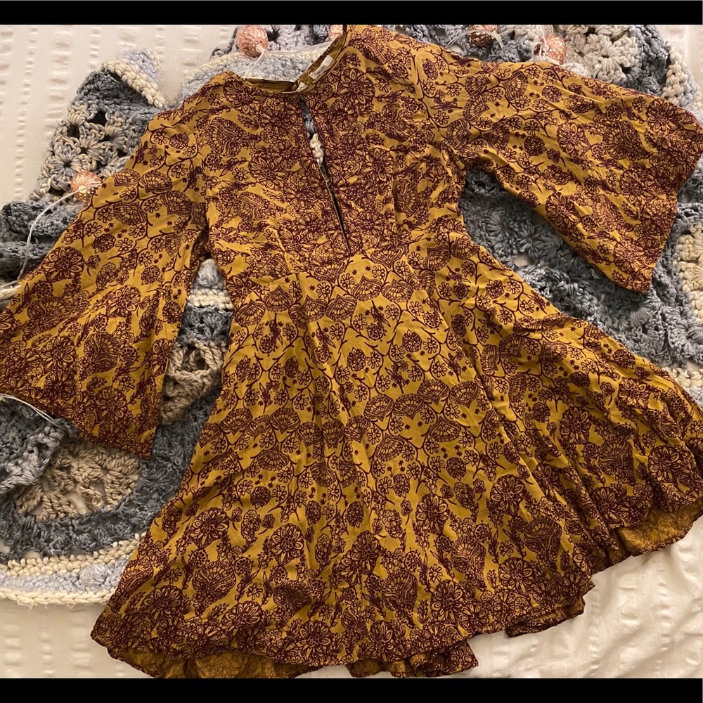 Printed Half-Length Sleeve Mini Dress